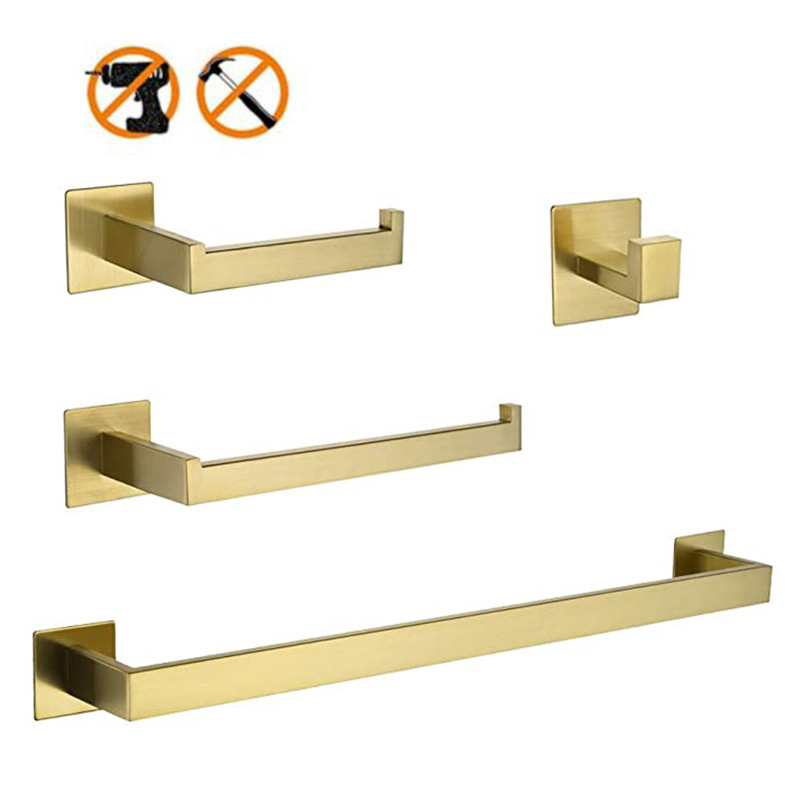 Towel Bar Stainless - 304ステンレス製4点セットゴールドバスルームハードウェアセット（タオルバー、ペーパーホルダー、ローブフックを含む）壁掛け式、家庭用バスルーム向け