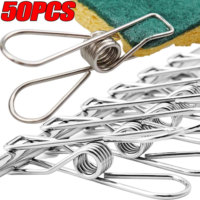 Towel Bar Stainless - 10/50 個ステンレス鋼クリップ多目的洗濯洗濯バサミペグホルダー高耐久金属写真靴下タオル吊り下げクランプ