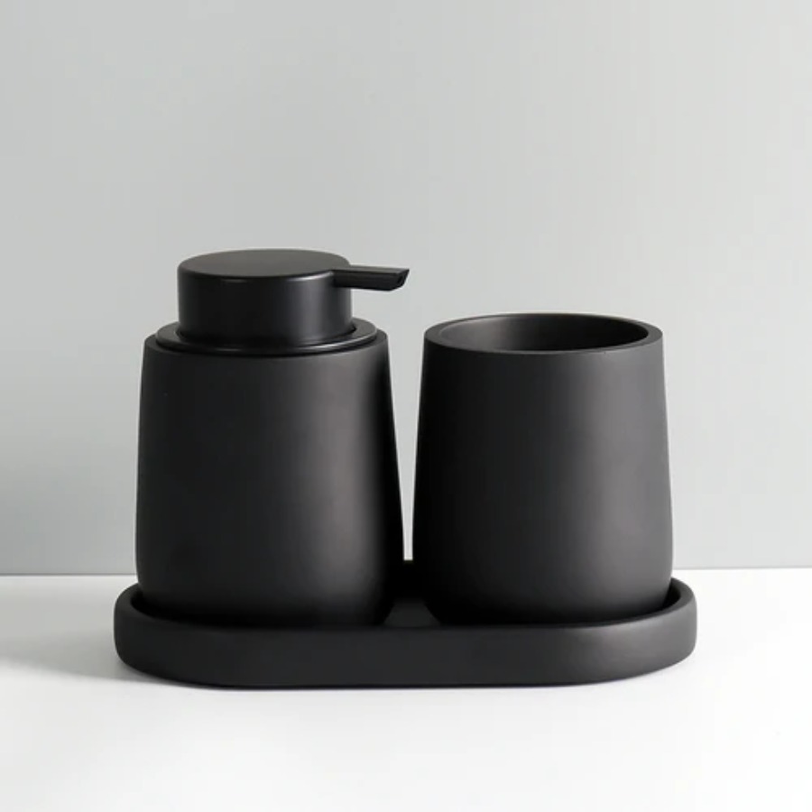 Home Center Bathroom Accessories - バスルームアクセサリーセット樹脂製ローションボトルうがい用カップトレイポータブルシャンプーディスペンサーホームデコレーションギフトセット消毒剤ホルダー
