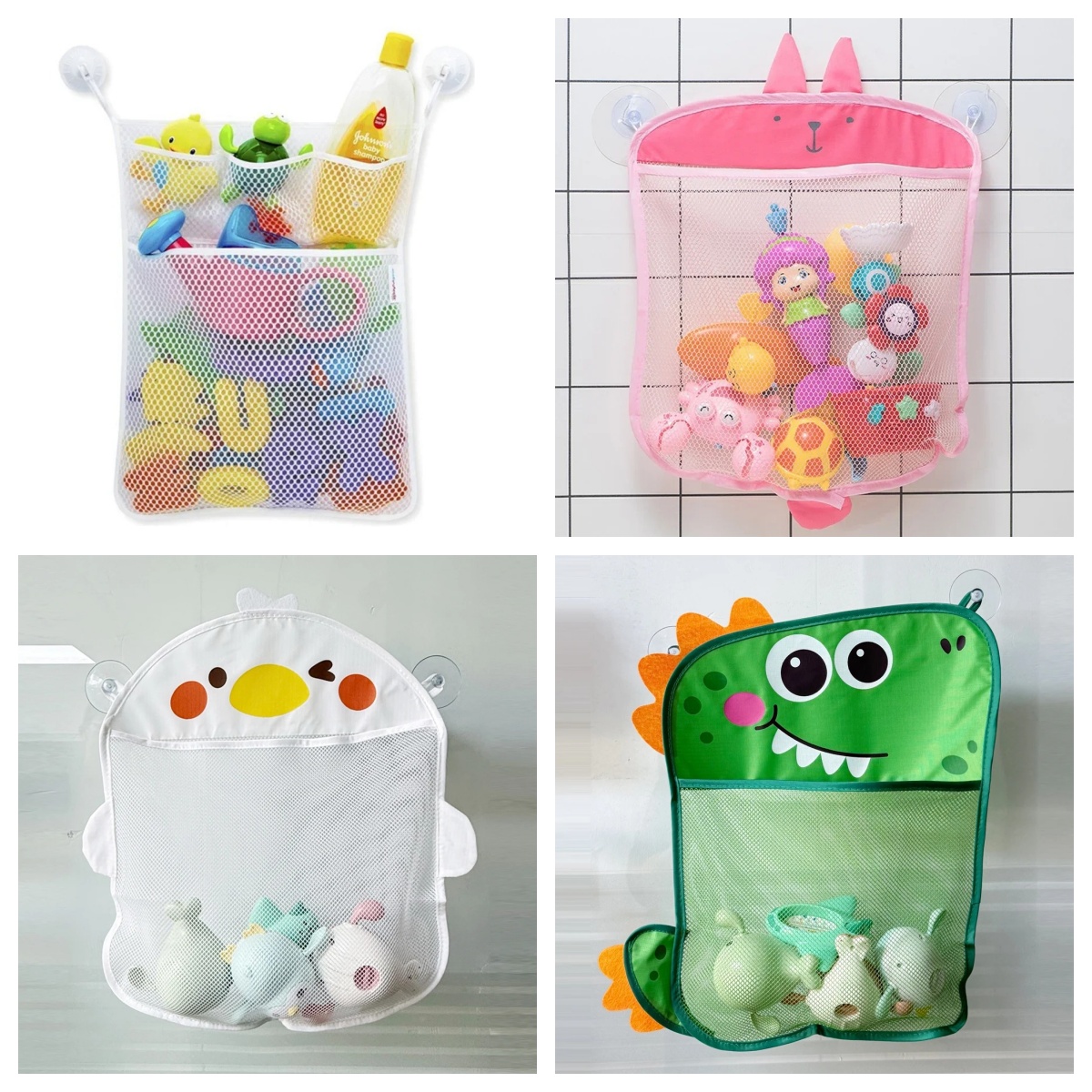 Home Goods Bathroom Storage - ベビーバスルーム用メッシュバッグ、漫画風動物の形をした布製砂遊びおもちゃ収納ネットバッグ、吸盤付きオーガナイザー、子供用お風呂おもちゃキッズバスケット