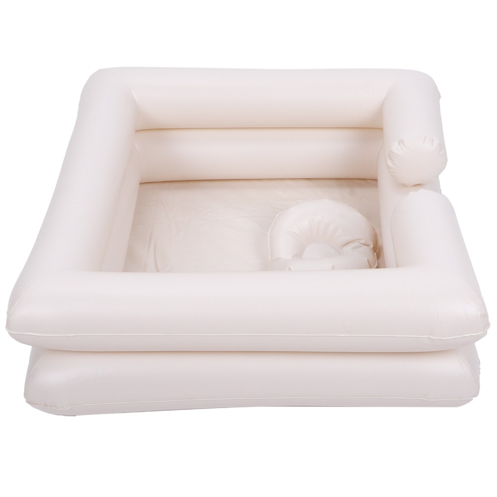 Bathtub Pillow Inflatable - PVC製インフレータブルシャンプーボウル ホワイト 簡単に使えるベッドサイドシャンプーボウル 枕付き インフレータブルデザイン