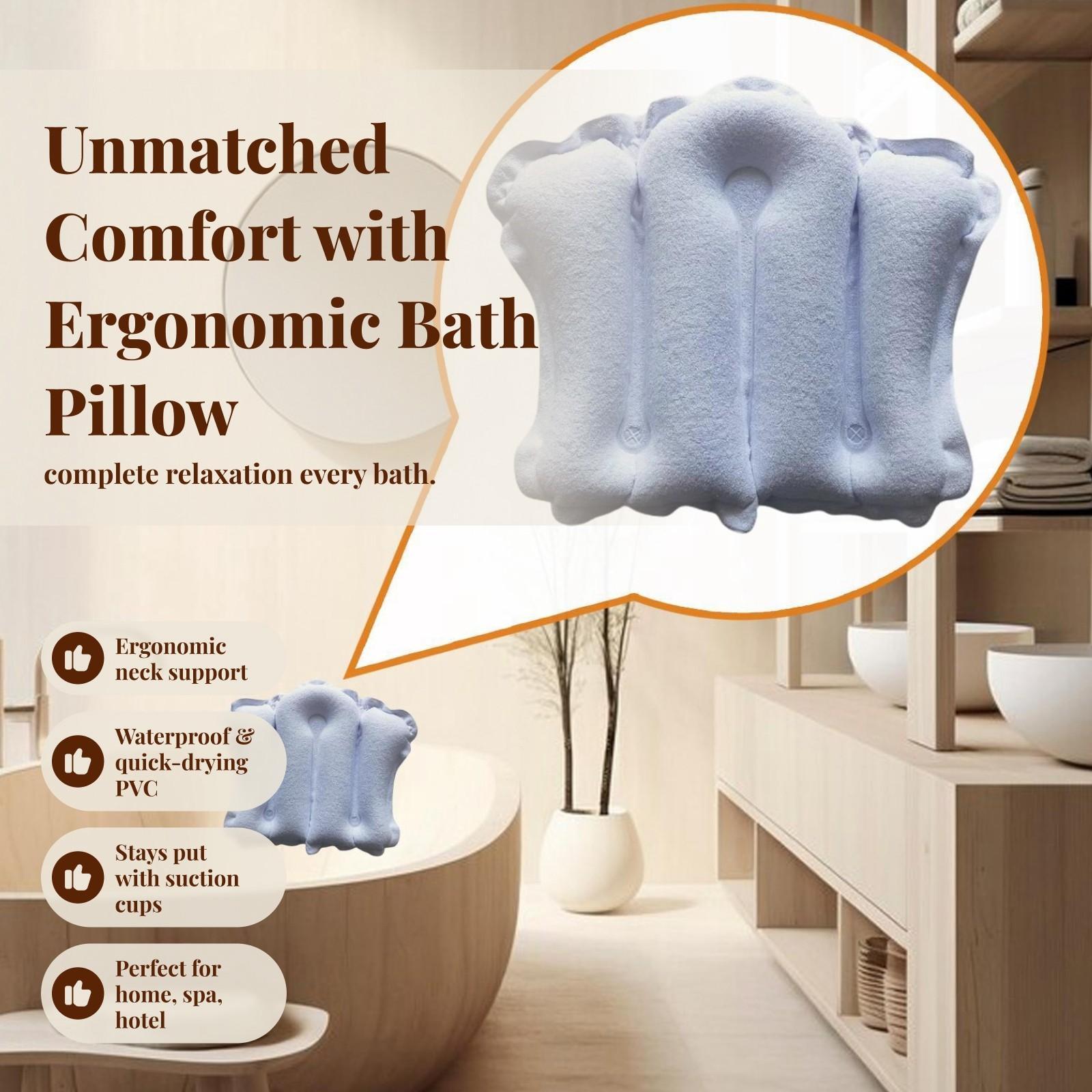 Bathtub Pillow Inflatable - インフレータブルバスピロー、滑り止め浴槽用枕、速乾性バスクッション、首と肩のサポート、スパ浴槽用バスルーム用品