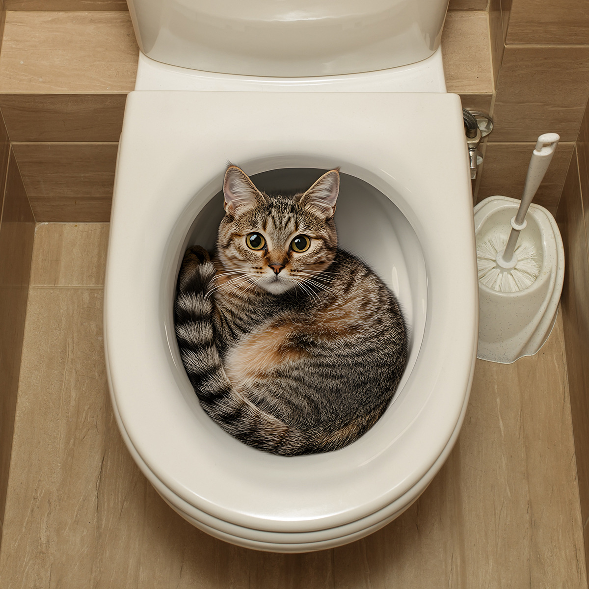 Home Center Bathroom Accessories - 3D 面白い猫トイレステッカー浴室トイレカバーステッカー壁ステッカー動物トイレアクセサリー家庭用浴室装飾