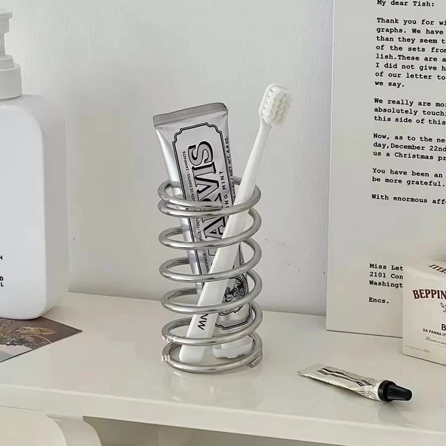 Home Center Bathroom Accessories - ステンレス鋼歯ブラシホルダー金属バスルームアクセサリー歯磨き粉用ツール化粧ブラシ収納ラック家の装飾