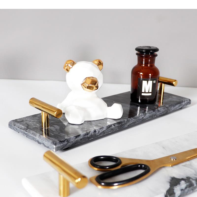 北欧天然大理石トレイ装飾化粧品ジュエリー浴室洗濯収納ラックホ - Home Creation Bathroom のレビューと価格