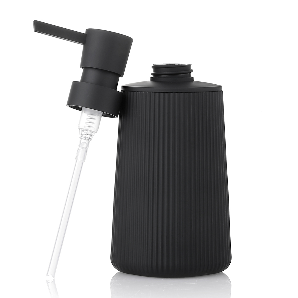 モダンなリブ付きプラスチック製液体ソープディスペンサー、詰め - Home Bathroom Soap Dispenser のレビューと価格