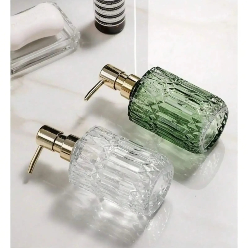 400 ミリリットル手動液体石鹸ディスペンサー透明ガラスハン - Home Bathroom Soap Dispenser のレビューと価格