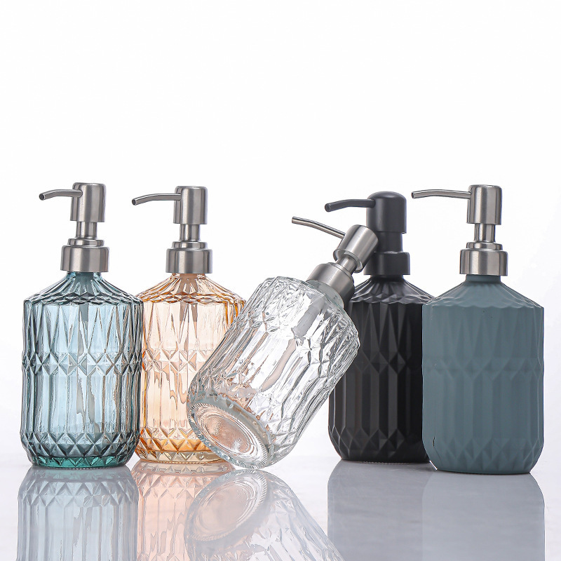 400 ミリリットル手動液体石鹸ディスペンサー透明ガラスハン - Home Bathroom Soap Dispenser のレビューと価格