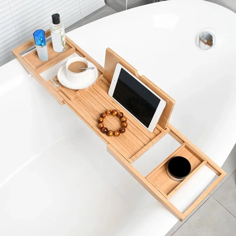 拡張可能な木製バスタブトレイ家庭用収納アクセサリーソープディ - Home Creation Bathroom のレビューと価格