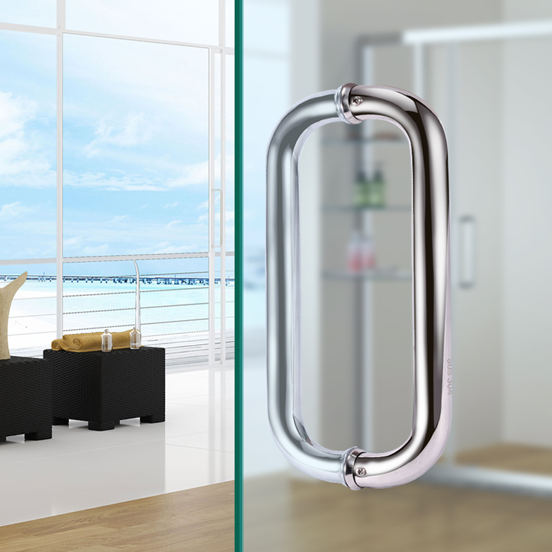1 ペアステンレス鋼ガラスドアハンドル浴室ドア手すりノブ家の - Home Center Bathroom Accessories のレビューと価格