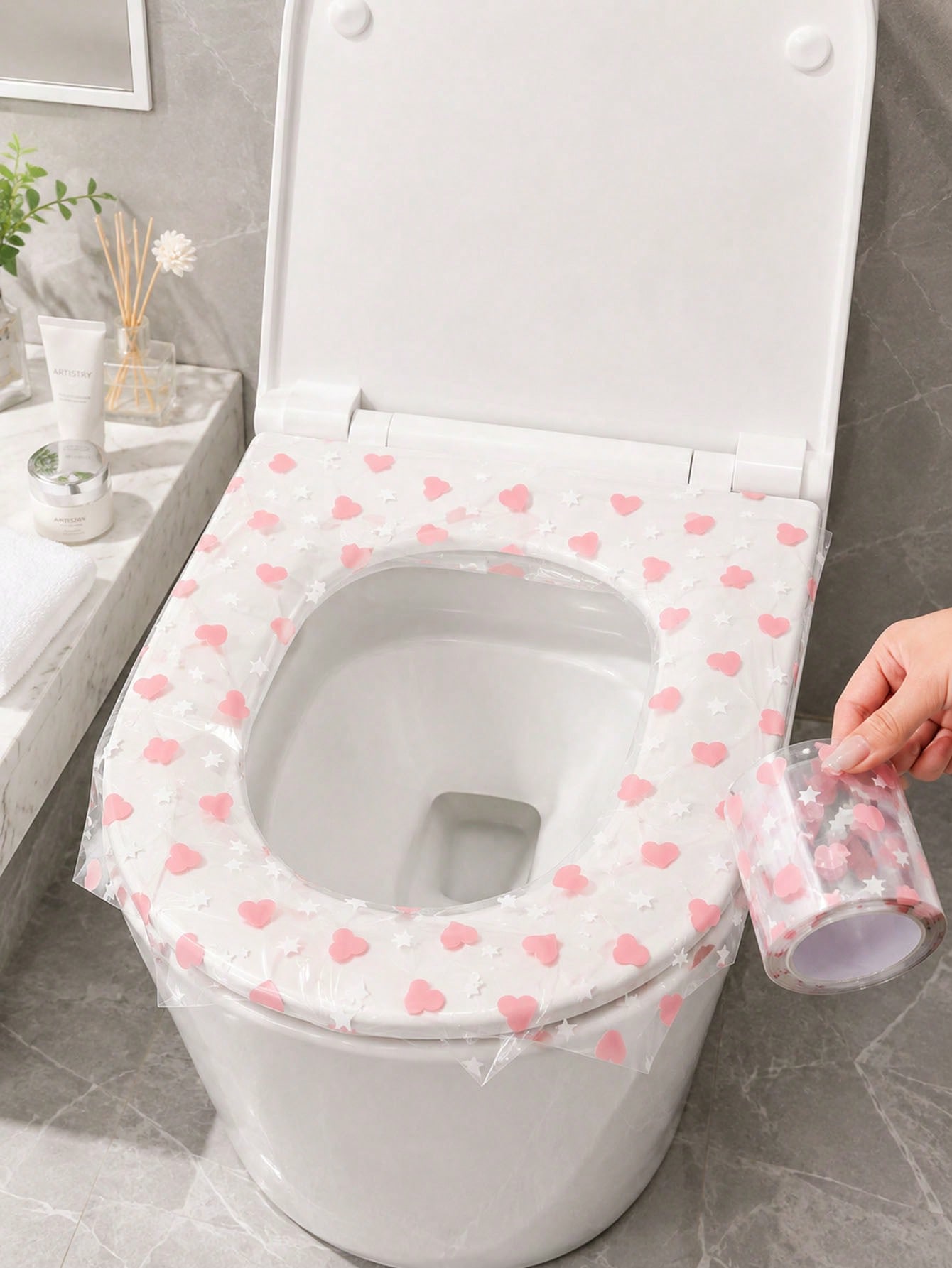 133枚入り使い捨て便座カバー、防水便座保護フィルム、ハート - Home Creation Bathroom のレビューと価格