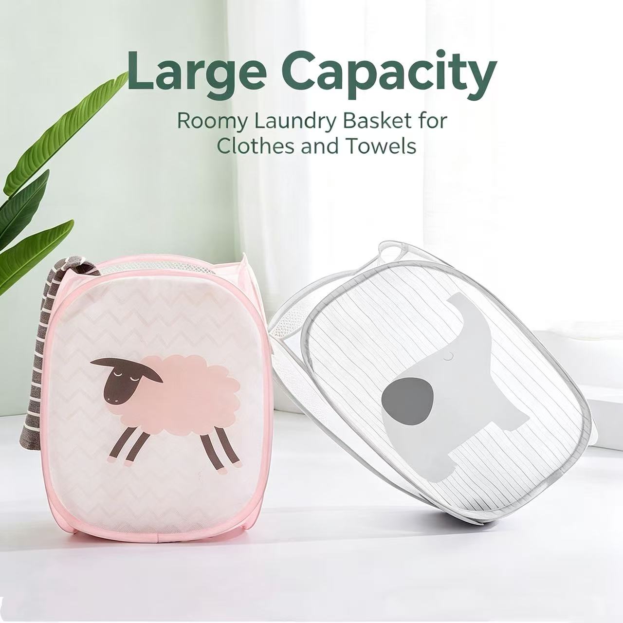 折りたたみ式メッシュランドリーバスケット、漫画柄の汚れた服入 - Home Goods Bathroom Storage のレビューと価格
