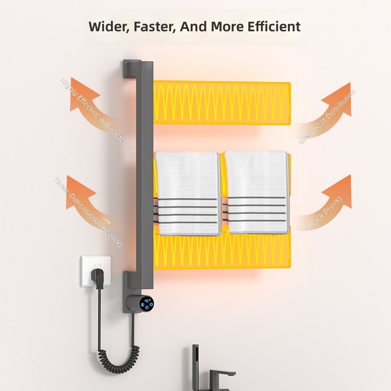 垂直壁掛け式3バー電気加熱タオルラック ステンレス製 防水  - Towel Bar Stainless のレビューと価格